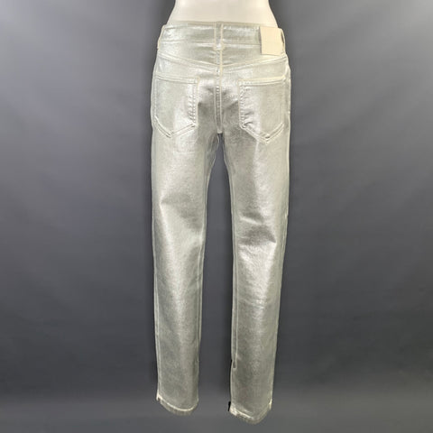TOM FORD Size 32 Silver Cotton & Elastane Metallic Zip Fly Jeans