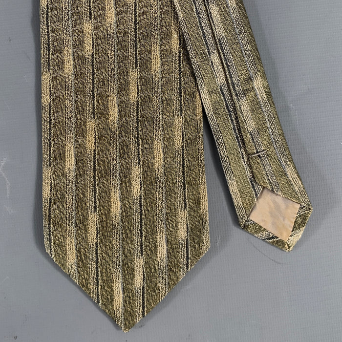 ISSEY MIYAKE Tan Mustard Lines Silk Tie