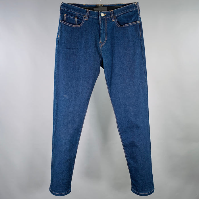 PS by PAUL SMITH Size 32 Blue Contrast Stitch Cotton Blend Straight Jeans