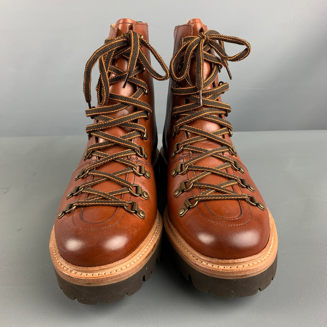 GRENSON Size 7 Brown Leather Lace Up Boots