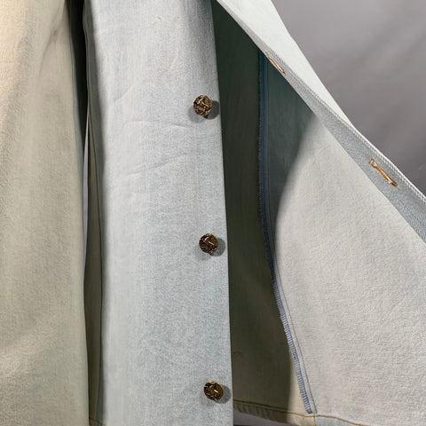CHANEL Size 10 Blue Grey Cotton Button Up Wide Leg Casual Pants