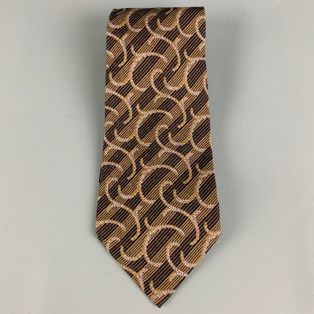 GIORGIO ARMANI Brown Swirls Silk Tie