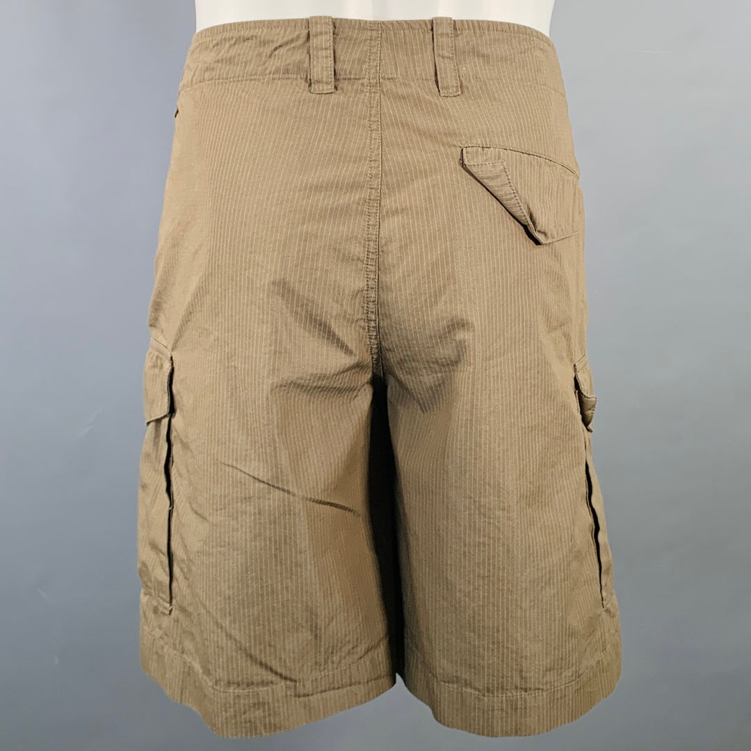 OUR LEGACY Size 30 Brown White Stripe Cotton Blend Cargo Shorts