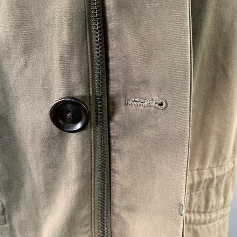 YVES SALOMON Size 36 Green Olive Acrylic Blend Fur Hooded Coat
