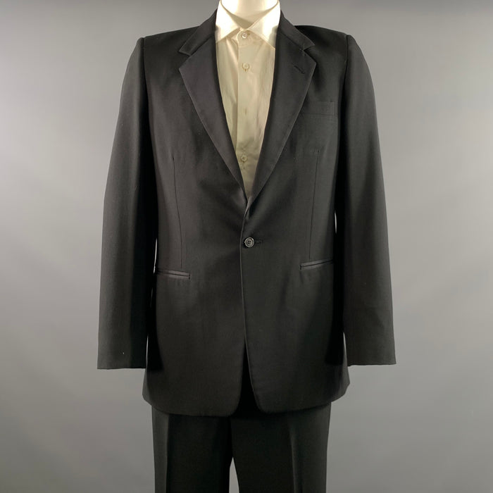 YVES SAINT LAURENT Chest Size 42 Black Solid Notch Lapel 36 31 Tuxedo