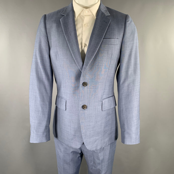 PAUL SMITH Size 40 Regular Blue Wool Notch Lapel Suit