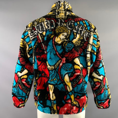 SUPREME SS2021 Size M Black Multi Color Abstrack floral Acrylic & Polyester Sherpa Coat