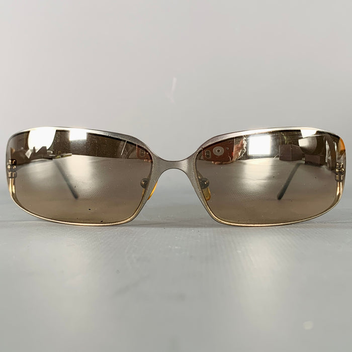 PRADA Silver Brown Metal Mirrored Lenses Sunglasses