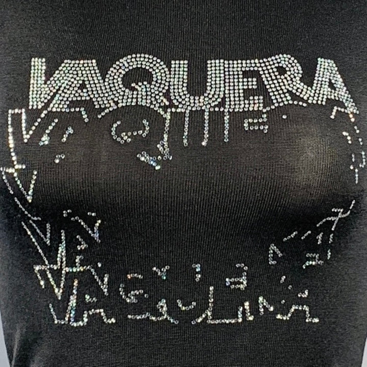 VAQUERA Size M Grey Charcoal Cotton Blend Jersey Logo Embellishment Fitted T-Shirt