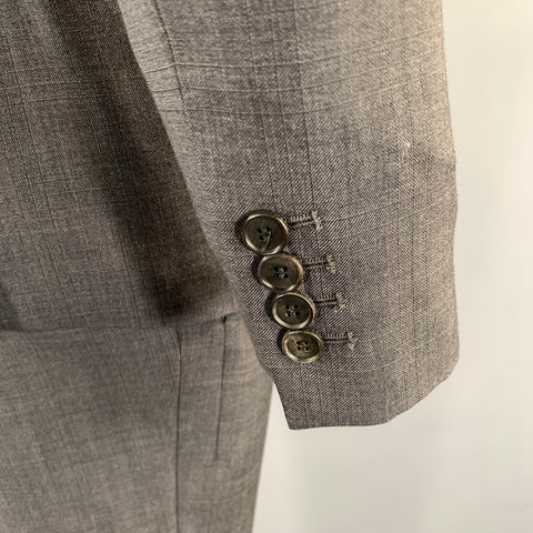 WOOYOUNGMI Chest Size 40 Grey Plaid Wool Notch Lapel 34 32 Suit