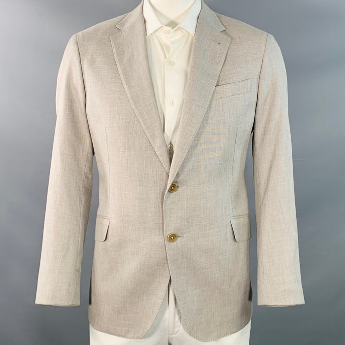 ARMANI COLLEZIONI Size 44 Regular Grey Beige Woven Notch Lapel Sport Coat