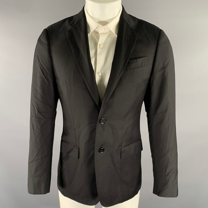 EMPORIO ARMANI Size 38 Black Wool Notch Lapel Sport Coat