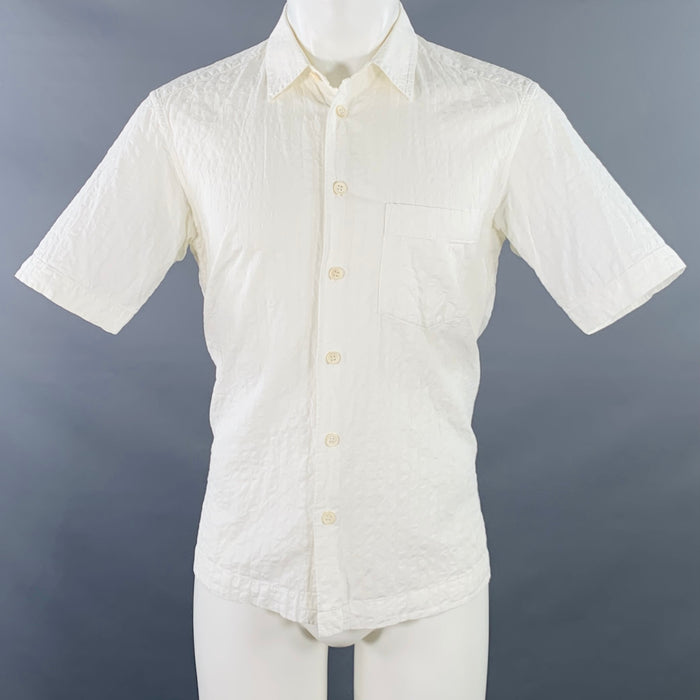 ISSEY MIYAKE Size S White Wrinkled Cotton Patch Pocket Short Sleeve Shirt