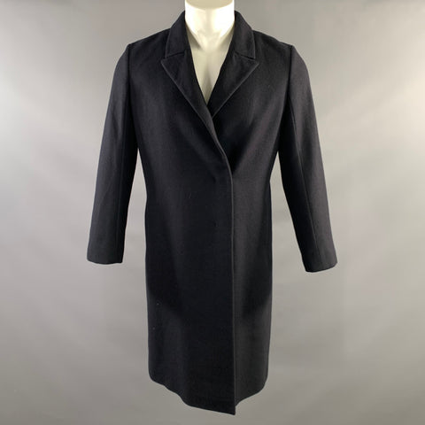 JIL SANDER FW2002 Size 2 Navy Wool Blend Trench Coat