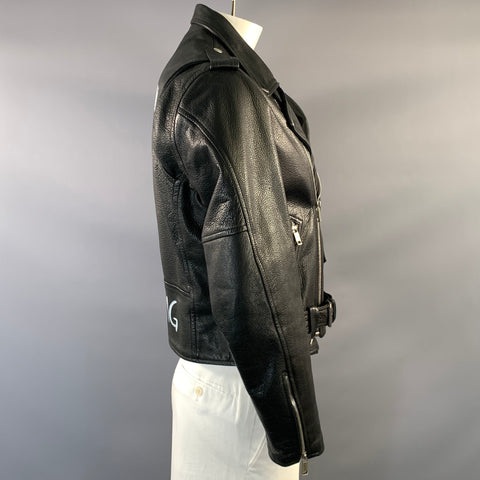 ENFANTS RICHES DEPRIMES ERD SS2015 L Black Graphic Leather Biker Jacket