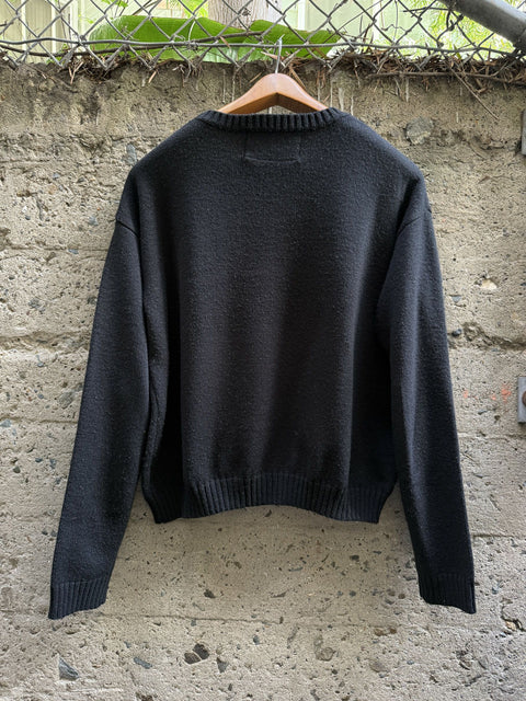 ENFANTS RICHES DEPRIMES FW2016 M Black White Knitted Wool Crew Neck Sweater
