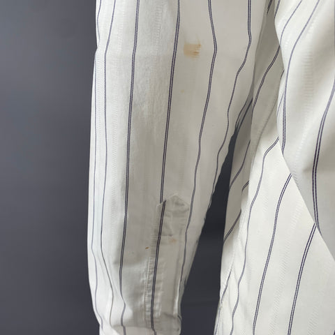 DRIES VAN NOTEN Size 4 White Navy Cotton Stripe Button Up Shirt
