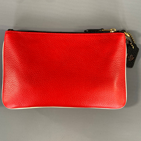 COACH HOL2020 Red Black C1174 Mickey Pebble Grain Leather Wallet