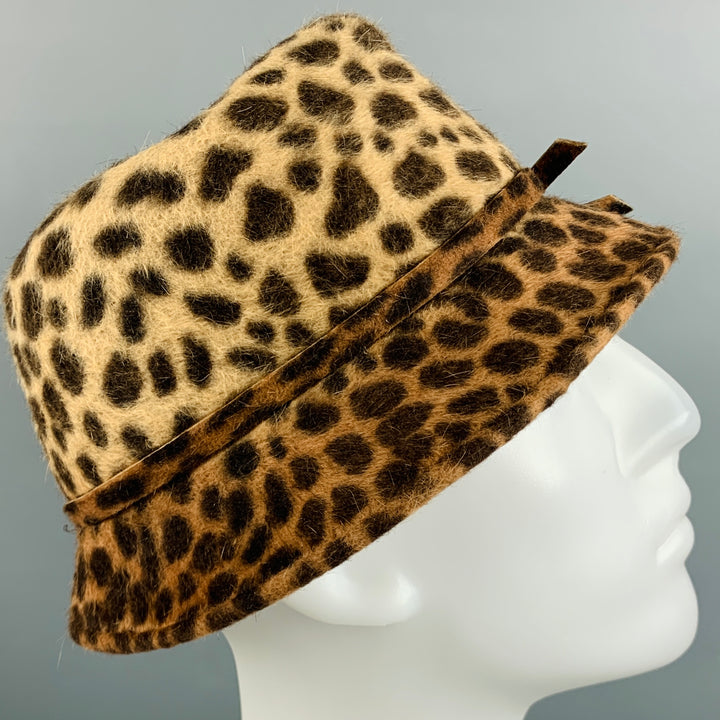 JENNIFER QUELLETTE Beige Brown Animal Print Bow Hat