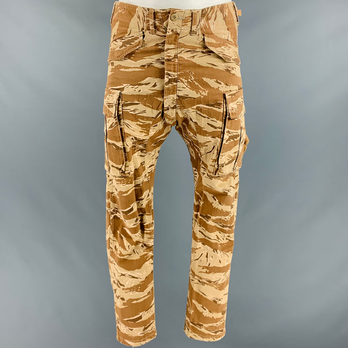 COMME des GARCONS Size L Beige Brown Camo Cotton Drop Crotch Casual Pants