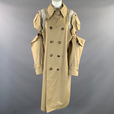 MAISON MARGIELA Size M Khaki Cotton Cut Out Trench Coat