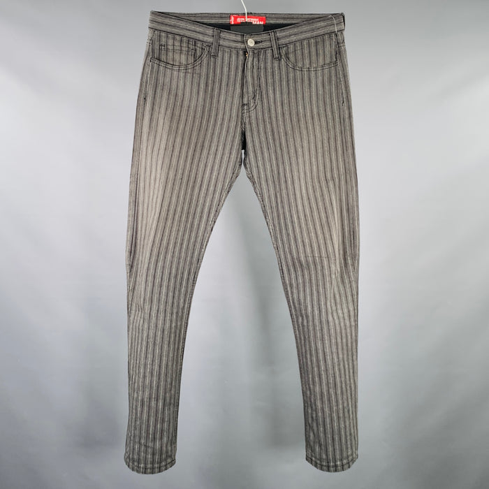 JUNYA WATANABE Size M Grey Black Stripe Cotton Five Pockets Jeans