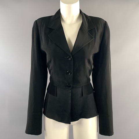 CHLOE Size 4 Black Silk Blend Notch Lapel Jacket