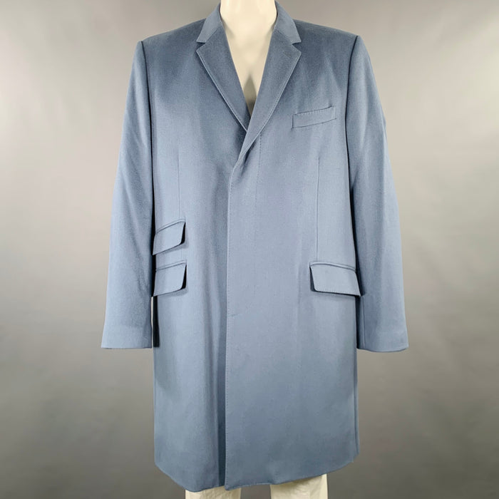 DOLCE & GABBANA Size 48 Blue Wool Cashmere Hidden Buttons Coat