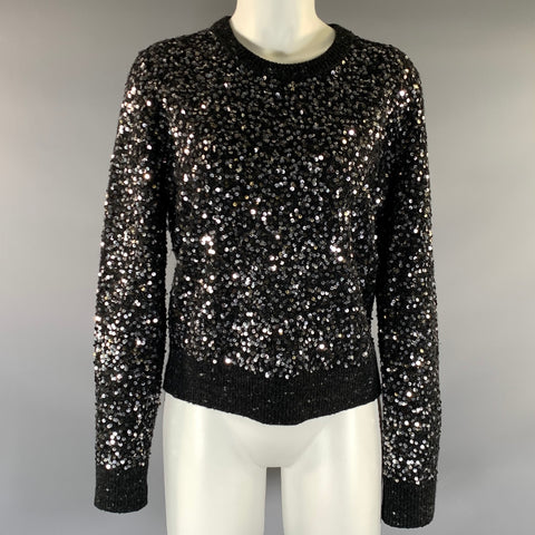 MICHAEL KORS COLLECTION Size L Black Silver Wool Cashmere Sweater