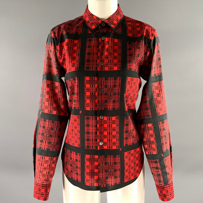COMME des GARCONS Size S Red Black Polyester Plaid Blouse