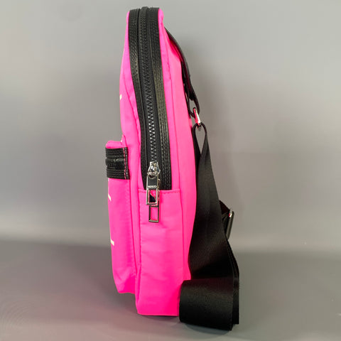 KENZO Pink Neon Logo Nylon Backpack