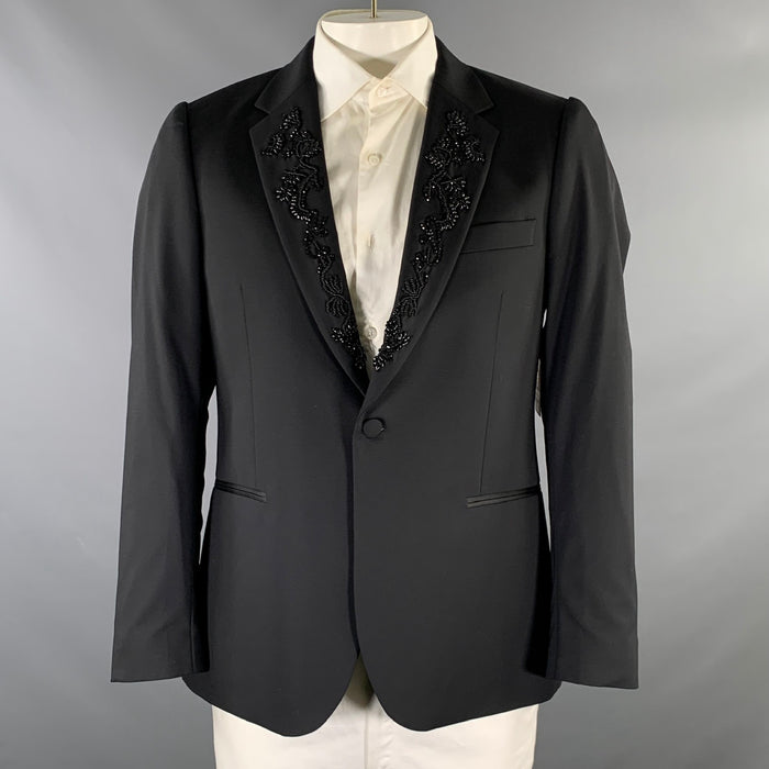 PAUL SMITH Size 42 Regular Black Beaded Wool Elastane Sport Coat
