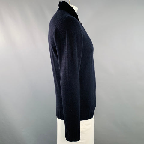 GIORGIO ARMANI Size 42 Navy Black Knit Cashmere V-Neck Sweater