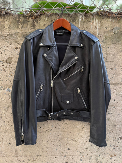 ENFANTS RICHES DEPRIMES ERD SS2017 L Black Graphic Leather Biker Jacket