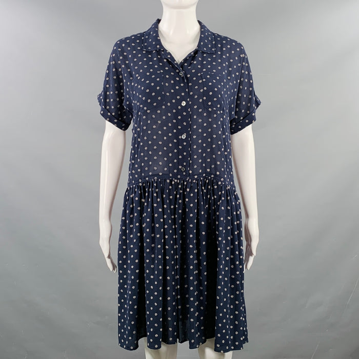 JEAN PAUL GAULTIER Size 6 Navy Grey Polyester Skulls Shirt Dress