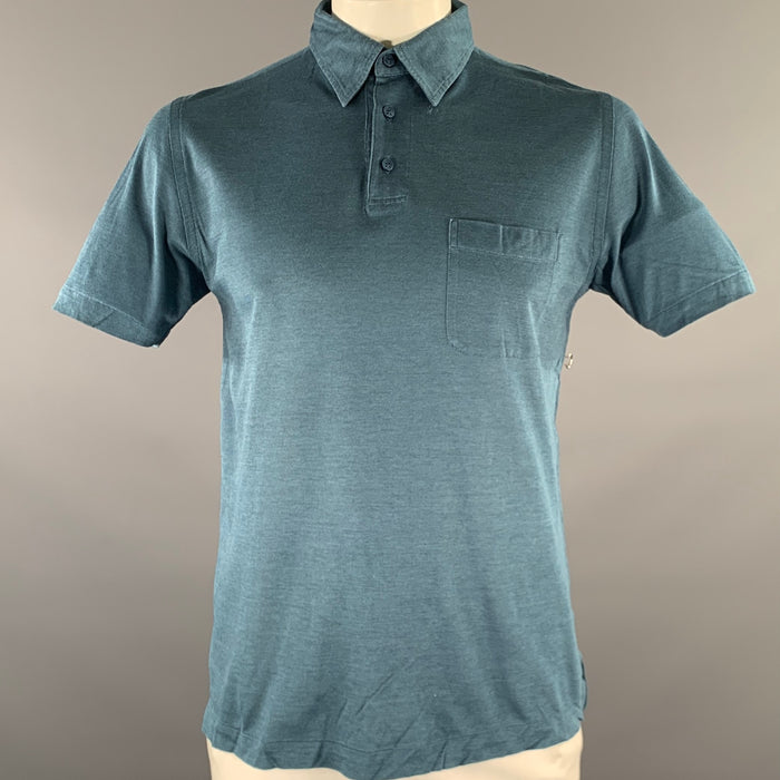 BRIONI Size XL Blue Textured Cotton Polo