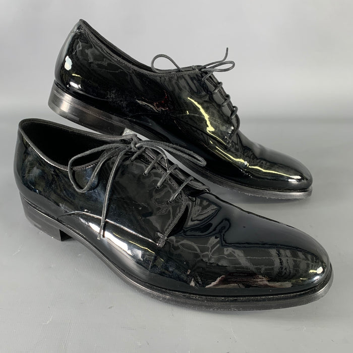 GIORGIO ARMANI Size 9.5 Black Leather Lace Up Shoes