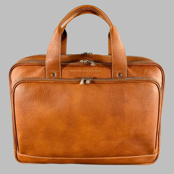 BRUNELLO CUCINELLI Tan Leather Briefcase Bag
