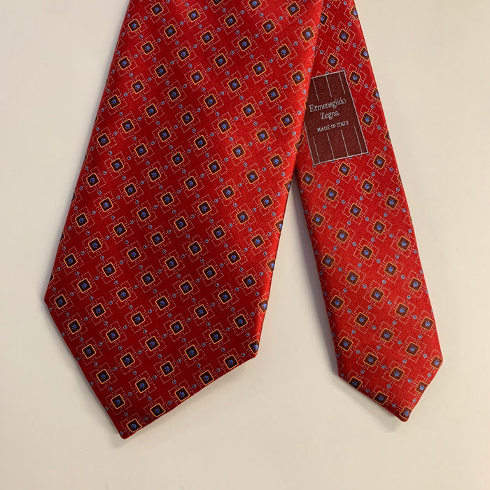 ERMENEGILDO ZEGNA One Size Red Blue Silk Tie