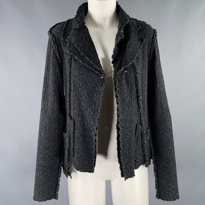 COMME des GARCONS Size S Black Charcoal Textured Asymmetrical Cardigan