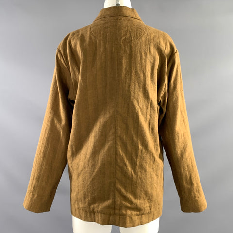 HYE SUN MUN Size S Brown Linen & Cotton Fisherman Coat