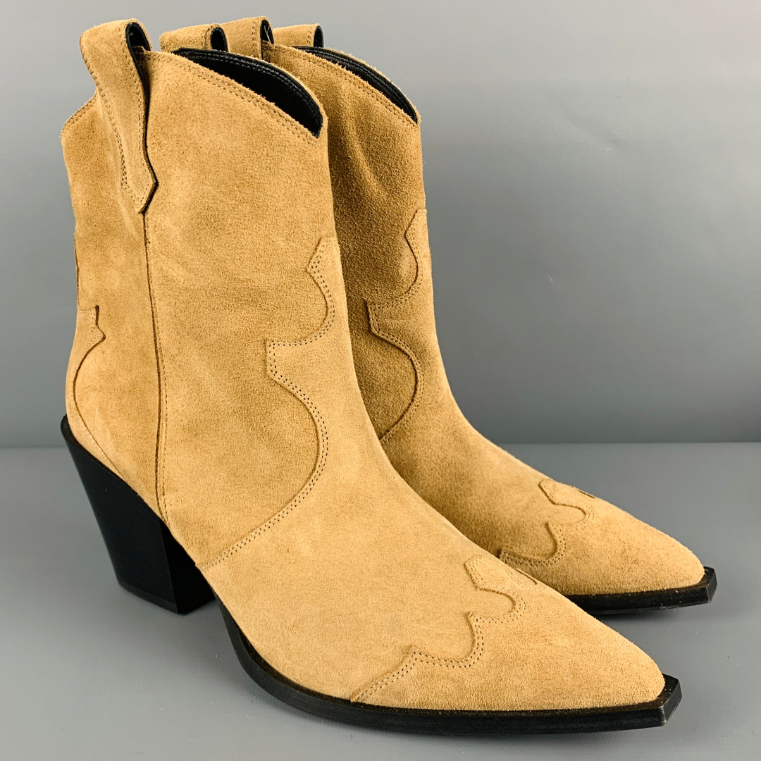 AEYDE Size 10 Beige Suede Western Boots