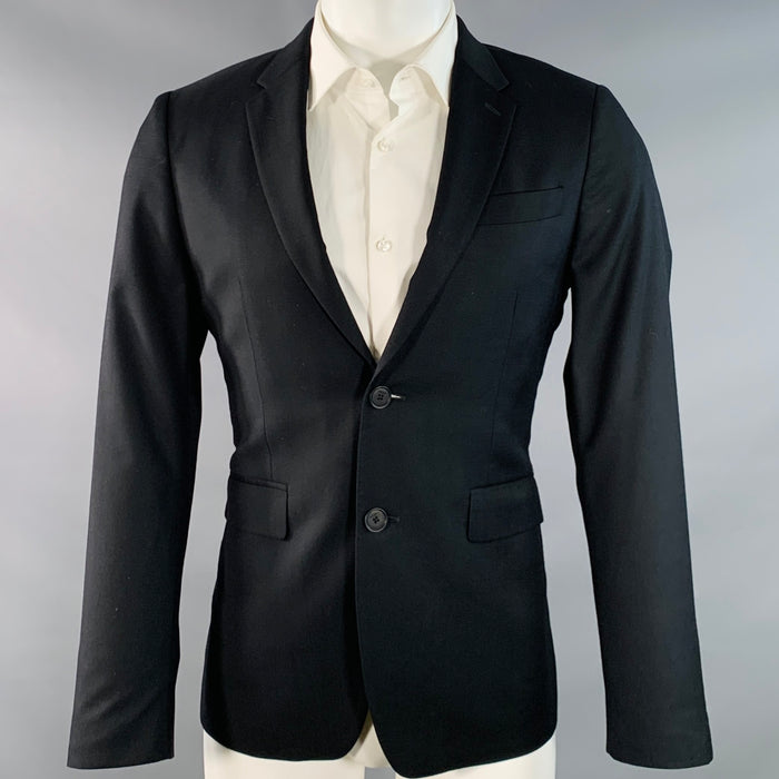 PAUL SMITH Size 36 Regular Black Wool Notch Lapel Sport Coat