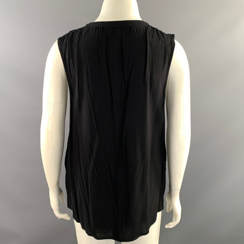 SAKS FIFTH AVENUE Size XL Black Rayon Pleated Tank top Casual Top