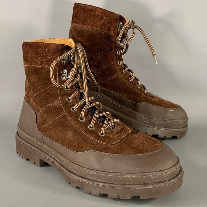 BRUNELLO CUCINELLI Size 10.5 Brown Beige Suede Lace Up Boots