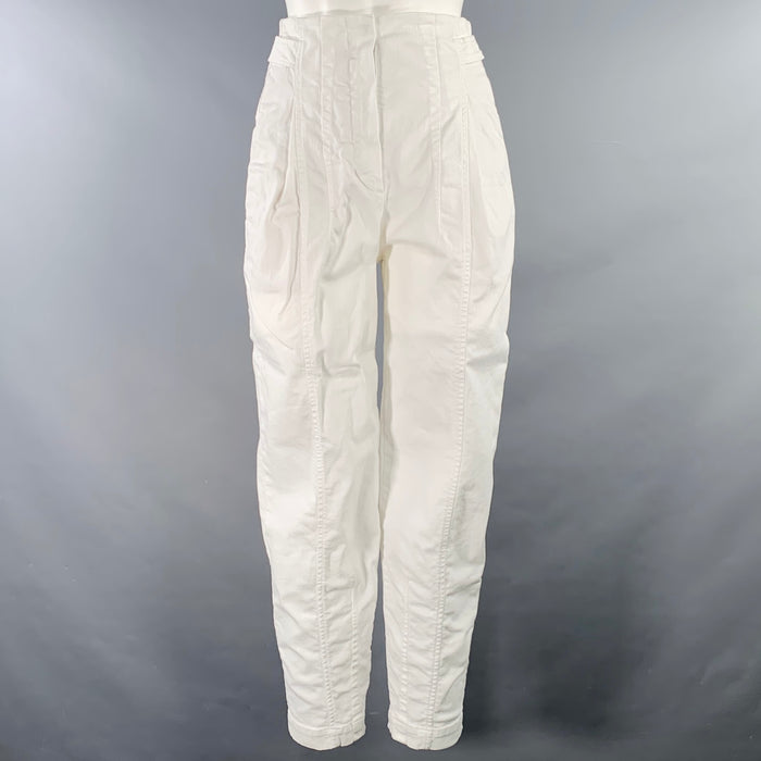 BRUNELLO CUCINELLI Size 0 Cream Cotton Blend Pleated Jeans