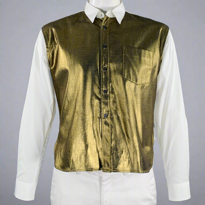 COMME des GARCONS SHIRT Size L White Gold Mixed Fabrics Cotton Long Sleeve Shirt
