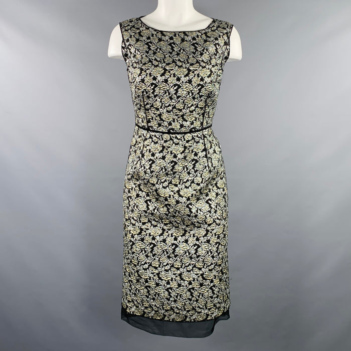 MARC JACOBS Size 4 Black Silver Nylon Blend Floral Sleeveless Dress