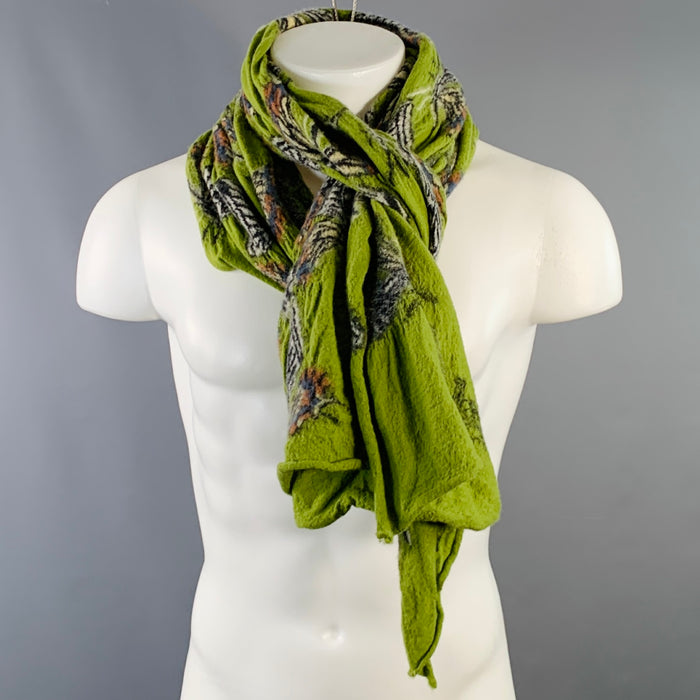 KAPITAL Green White Butterfly Oversized Wool Scarf