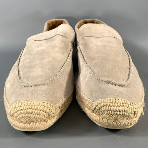 CHRISTIAN LOUBOUTIN Size 13 Grey Suede Espadrille Loafers